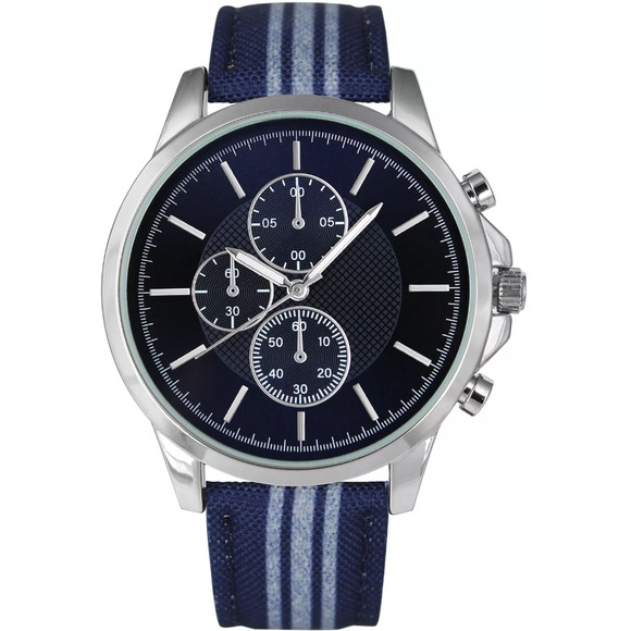 INC International Concepts Other - INC INTERNATIONAL CONCEPTS Men's Blue & White Striped Denim Strap Watch 42mm